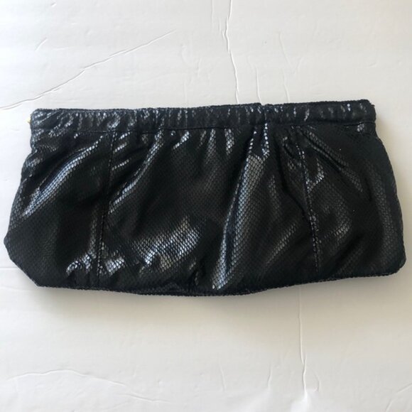 Old Navy Polished Black Snake Evening Clutch Black - Picture 3 of 8